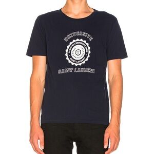 Saint Laurent Dark Blue Graphic Tee